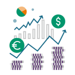 Graphs and currency icon