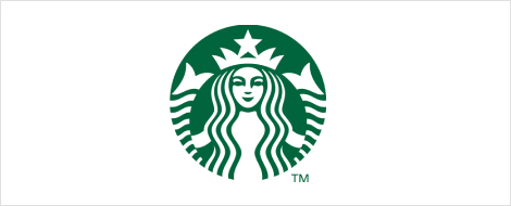Green and white Starbucks logo featuring iconic mermaid.