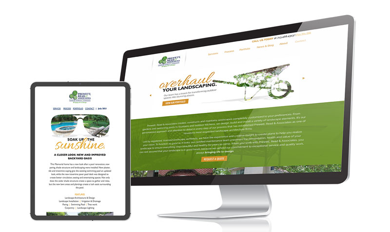 Mobile and desktop websites for a landscaping design company.