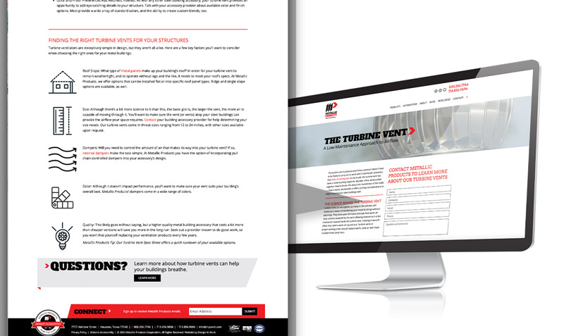 Examples of an industrial B2B client’s website.