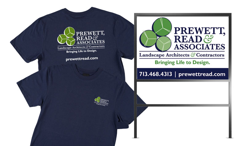 T-shirt and yard sign for a landscaping design company.