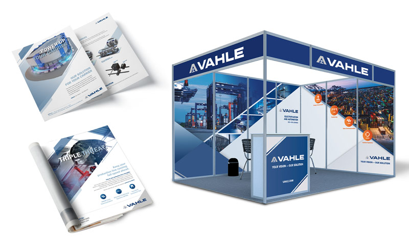 Array of marketing materials for an electrification and automation company.
