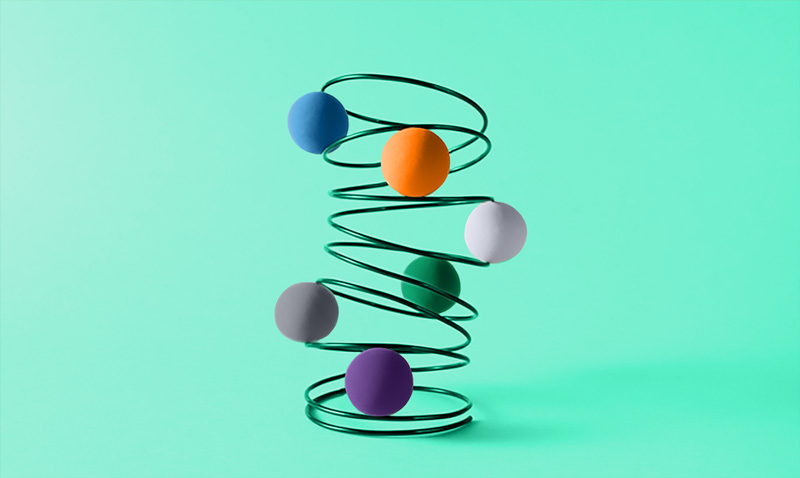 Slinky with colorful balls 
