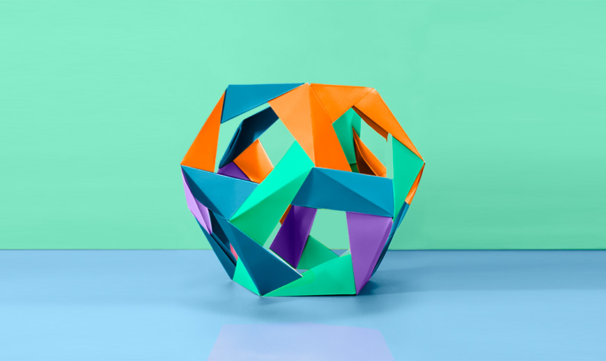 Abstract 3D shape symbolizing the creative process of graphic design. 