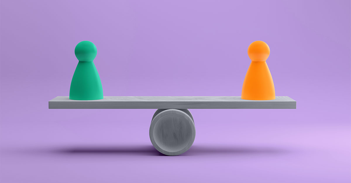 Two game pieces representing the pros and cons of in-house and outsourced marketing.