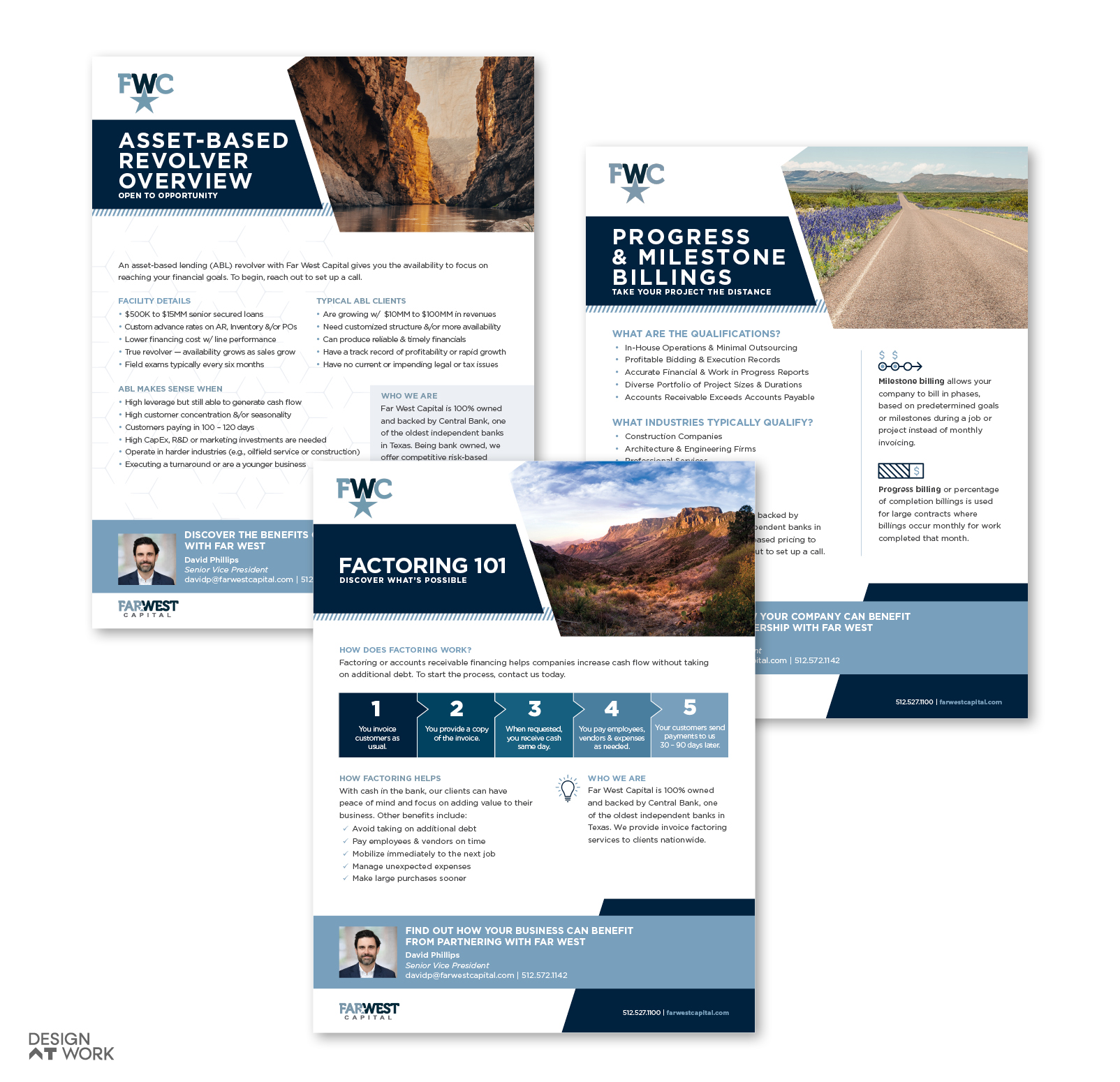 Sales sheets created by our marketing team for Far West Capital. 