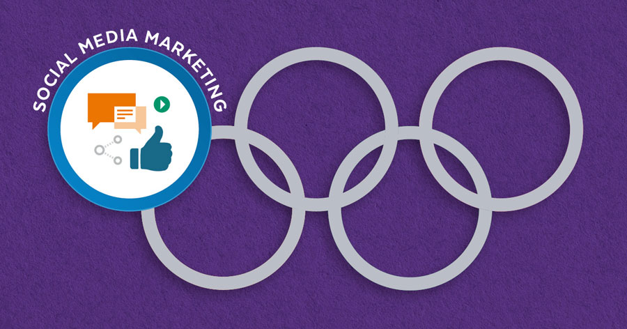 The Olympic blue ring represents social media marketing.