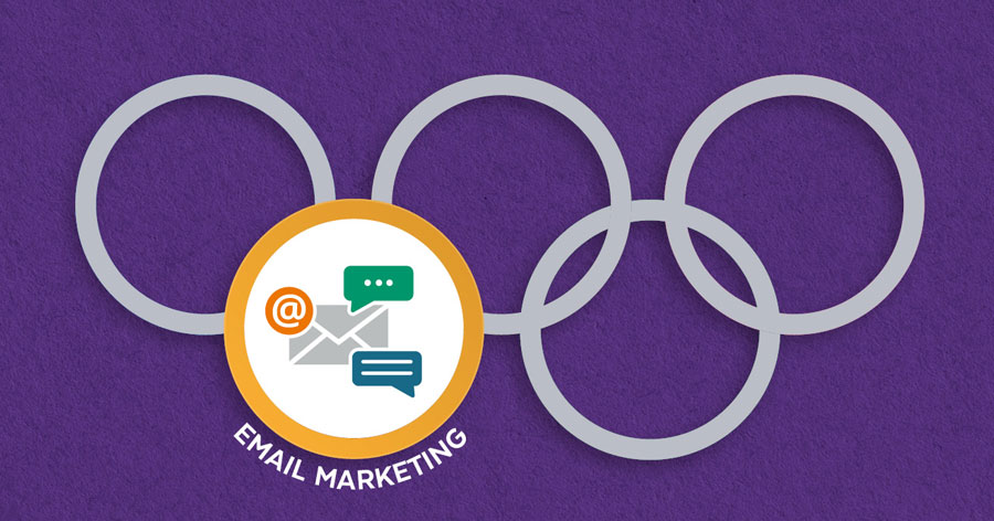 The Olympic yellow ring represents email marketing.