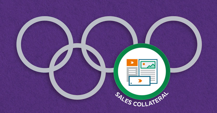 The Olympic green ring represents sales collateral. – sales collateral iconography in the ring