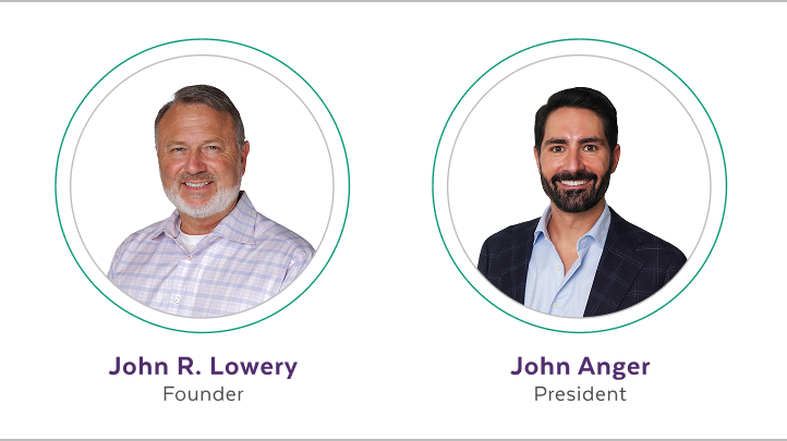 Founder John R. Lowery headshot and President John Anger headshot